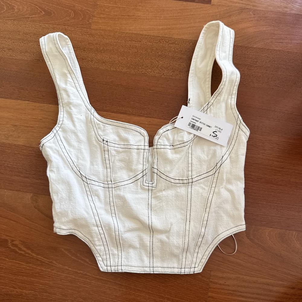 Island Gypsy Cream Denim Crop Top